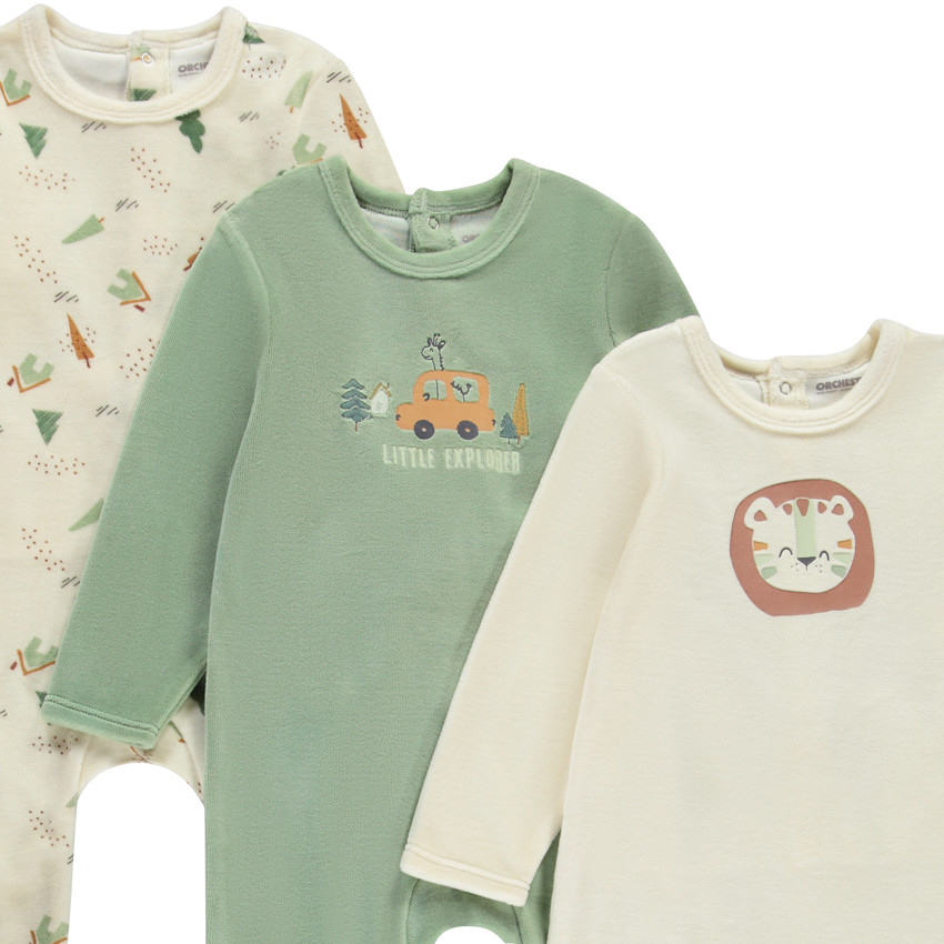 Pack de 3 peleles de terciopelo con diferentes aperturas para bebé niño según la edad. 