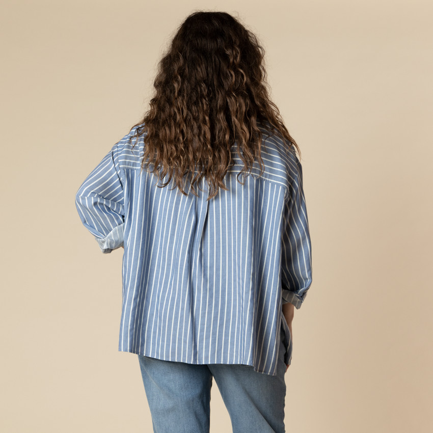 Camisa de manga larga para el embarazo y la lactancia a rayas. 