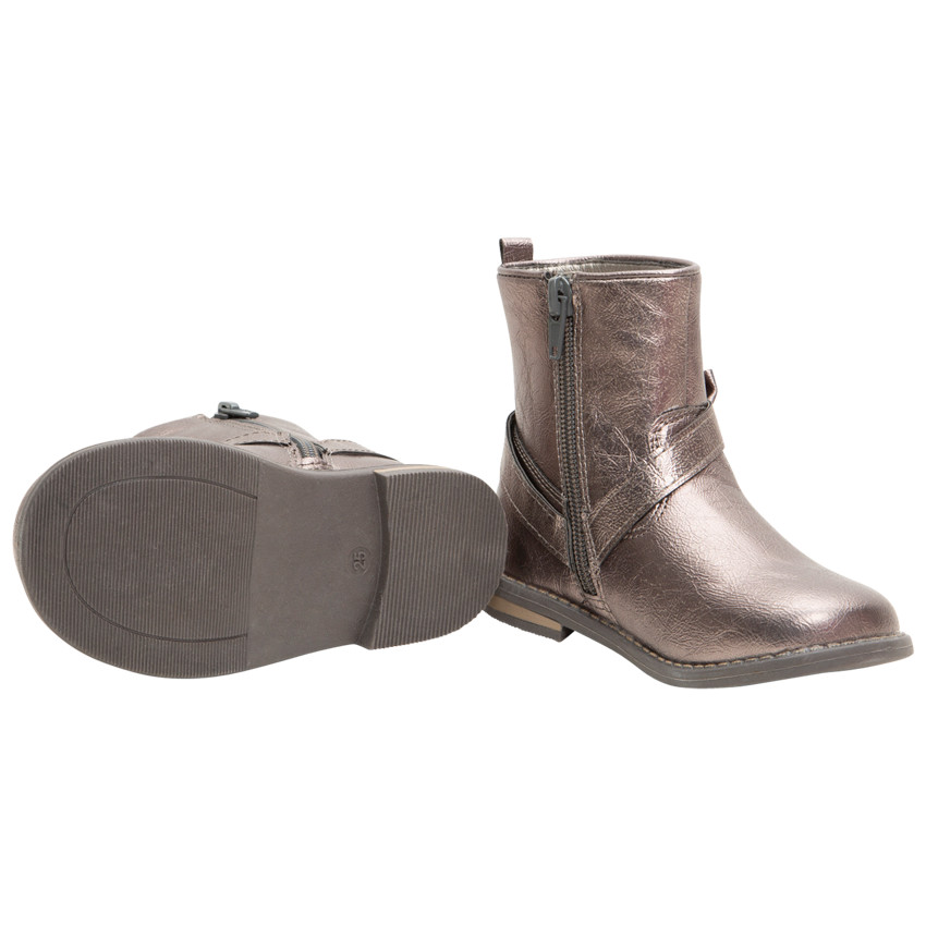 Botines de efecto piel brillante con lazo y cremallera del 24 al 29 