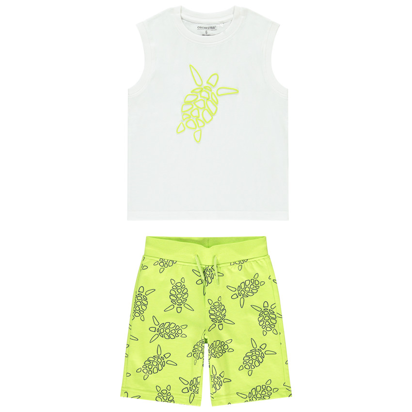 Conjunto de 2 piezas con estampado de tortugas y camiseta sin mangas para niño 