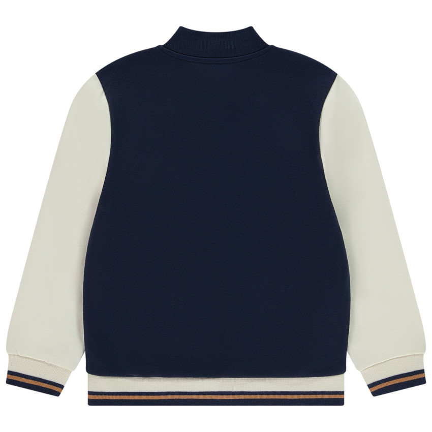 Chaleco de felpa estilo bomber con parche bordado para niño 