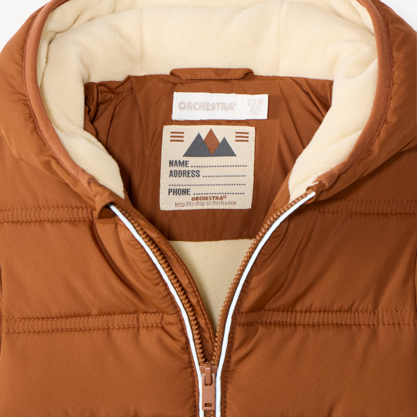 Chaqueta acolchada con capucha para bebé niño. 