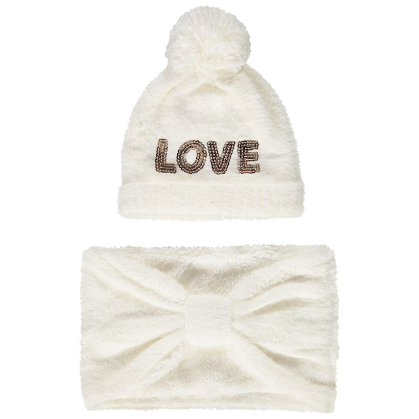 Conjunto de gorro de efecto piel con lentejuelas + snood para niña  Additional Conjunto de gorro de efecto piel con lentejuelas + snood para niña