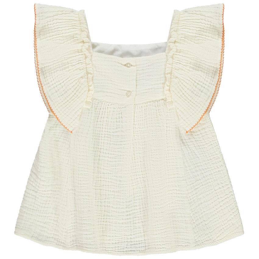 Túnica de manga corta bordada en doble gasa para bebé niña 