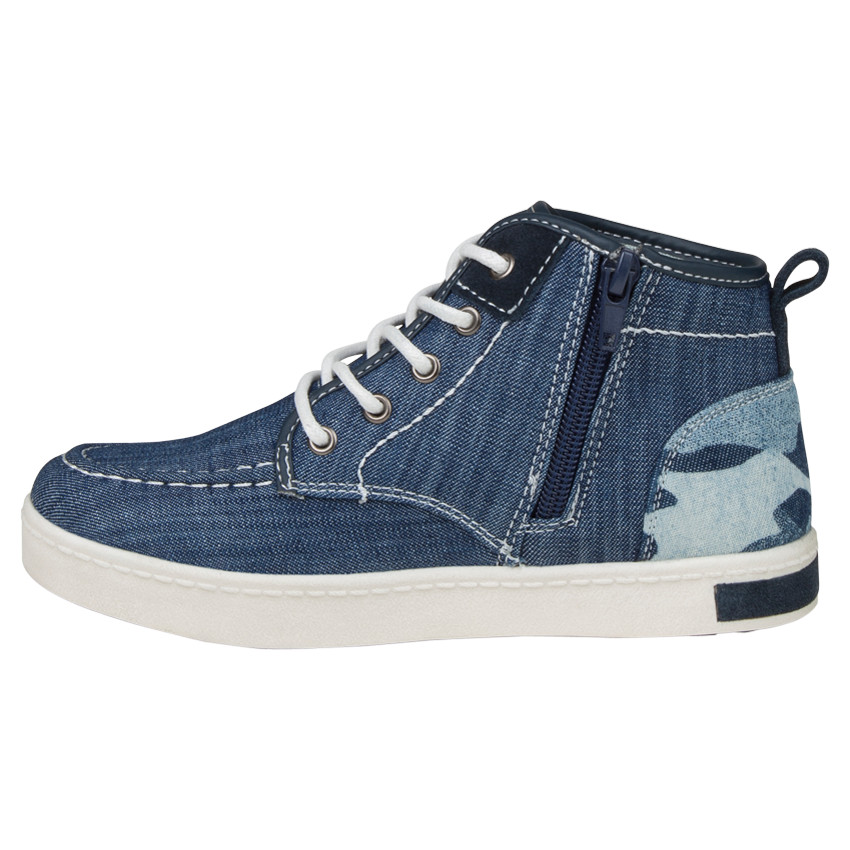 Botas bajas con cordones de jean con cremallera 