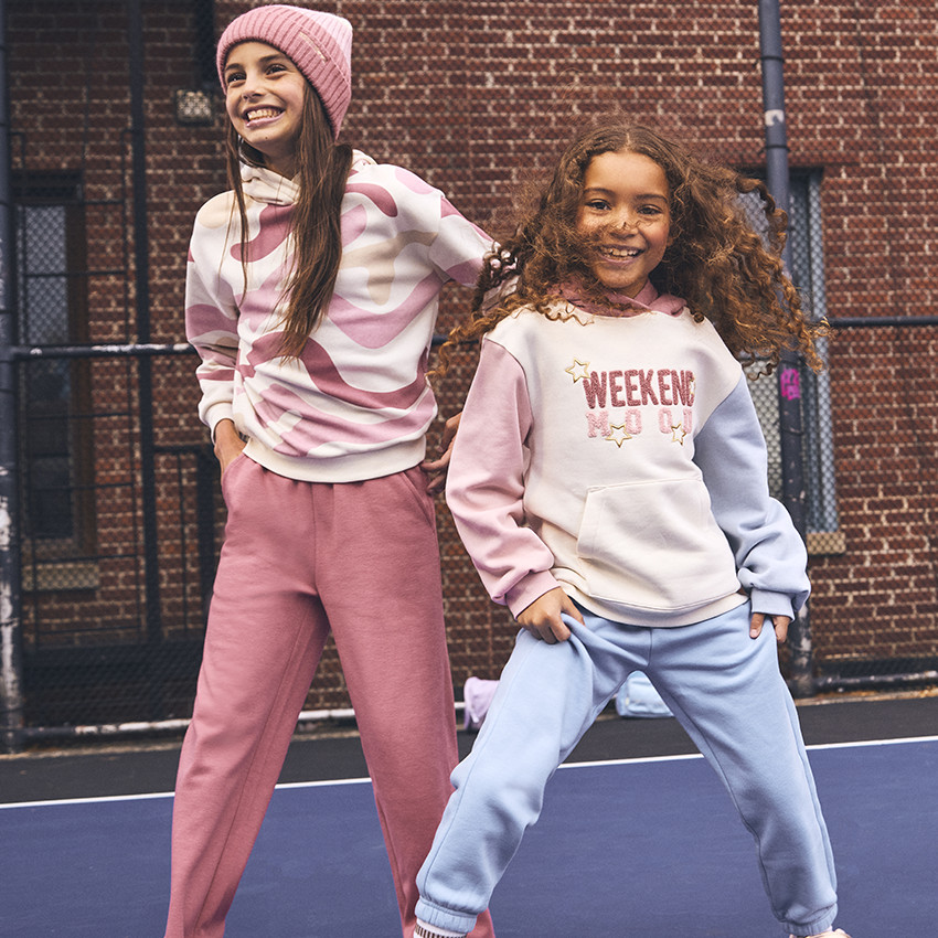 Pantalón de jogging liso de felpa con corte holgado para niña 