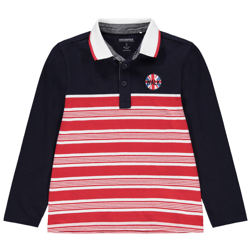 Polo manga larga rayas y parche 