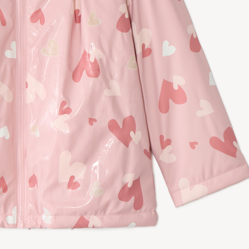 Parka de lluvia para niña con capucha y colores que cambian. 