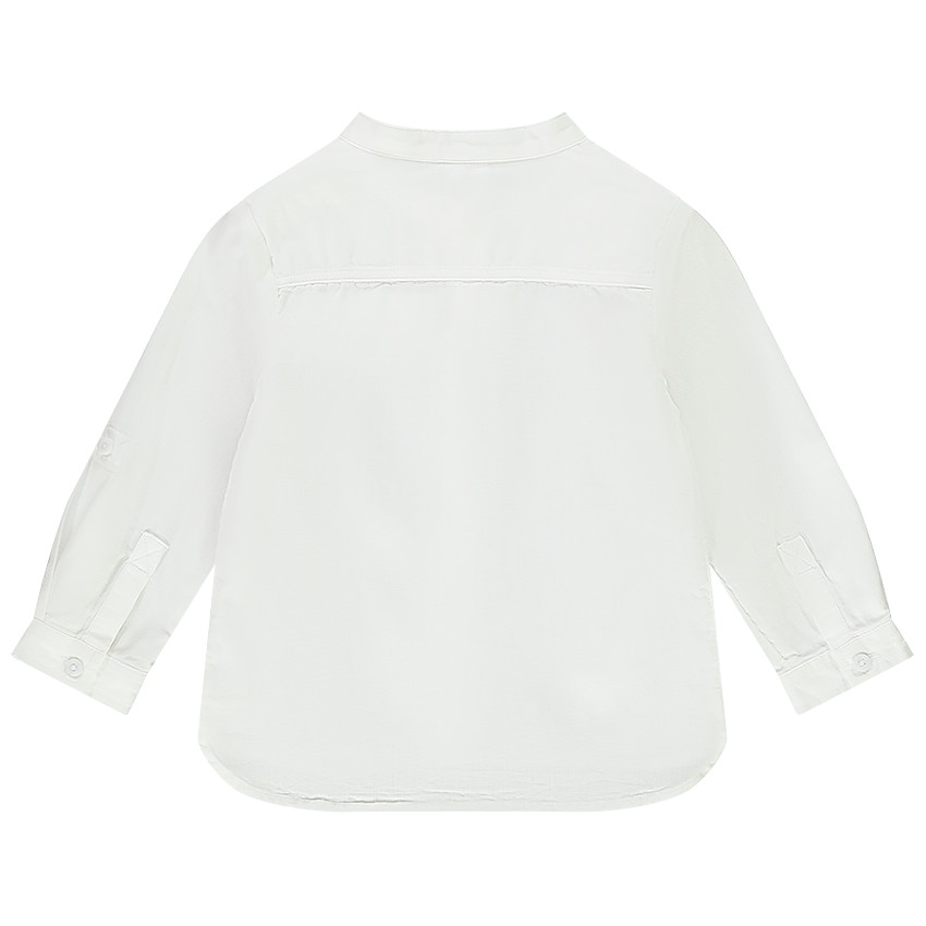 Camisa de manga larga unicolor con cuello mao para bebé niño 