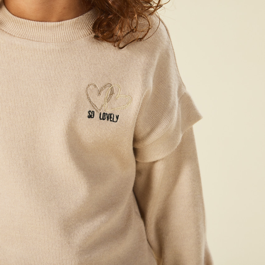 Conjunto de jogging de 2 piezas con efecto acanalado para niña 