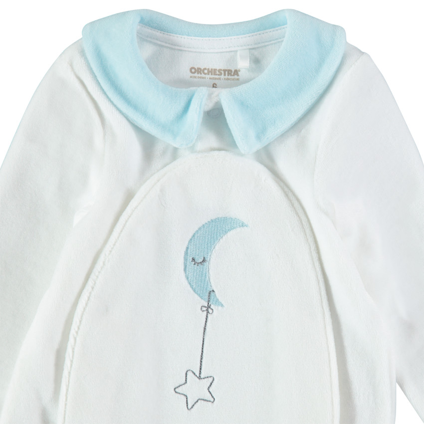 Pelele de terciopelo con cuello en contraste y luna bordada para bebé niño 