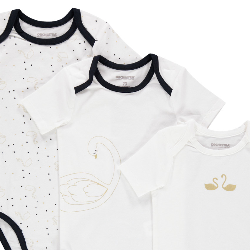 Pack de 5 bodies de manga corta con estampado de cisnes. 