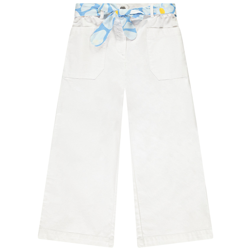 Pantalón liso de tela con cinturón decorativo para atar para niña  Additional Pantalón liso de tela con cinturón decorativo para atar para niña