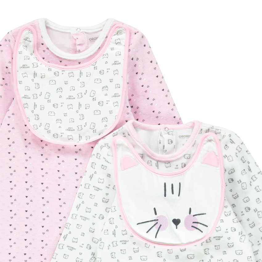 Juego de 2 pijamas de terciopelo con babero desmontable   Additional Juego de 2 pijamas de terciopelo con babero desmontable