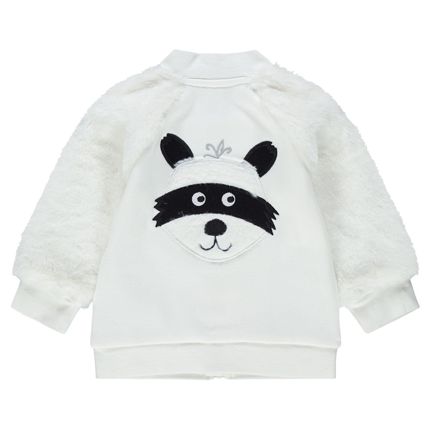 Chaqueta de felpa bimaterial con mangas de borreguillo 