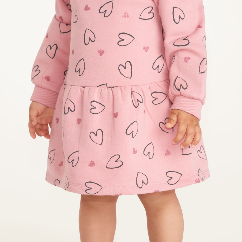 Vestido de sudadera con mangas largas para bebé niña con estampado de corazones. 