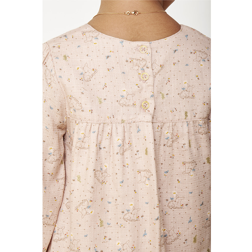 Vestido de manga larga de gasa con estampado de ciervo para bebé niña 