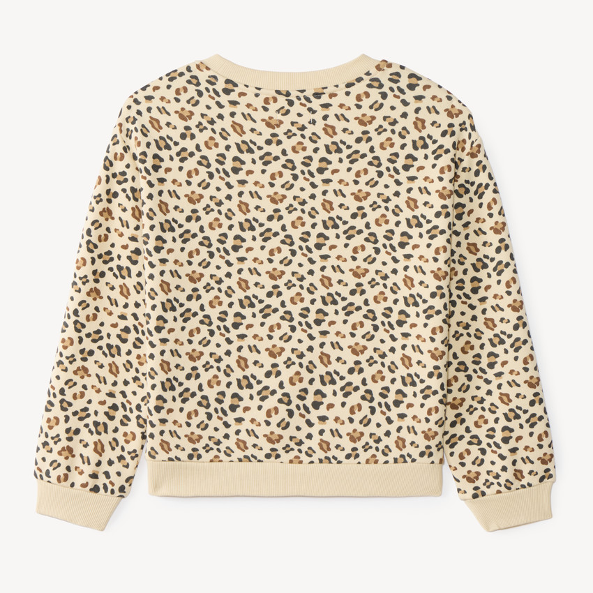 Sudadera de felpa para niña con estampado de leopardo. 