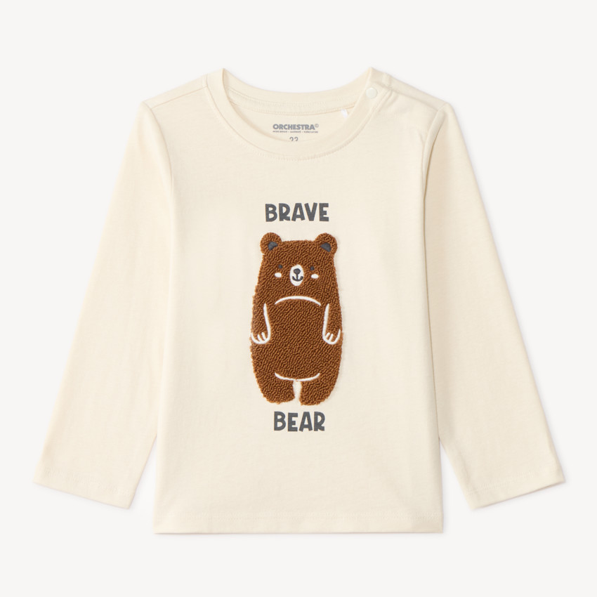 Camiseta de manga larga para bebé niño con bordado de rizo de fantasía 