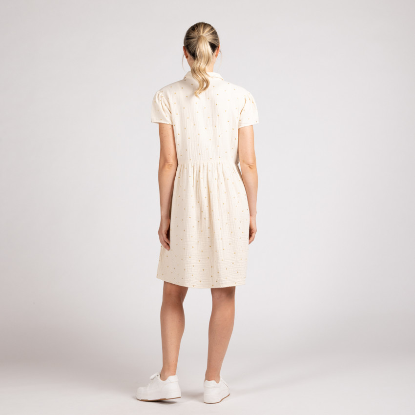 Vestido camisa de gasa con corazones bordados para mujer 