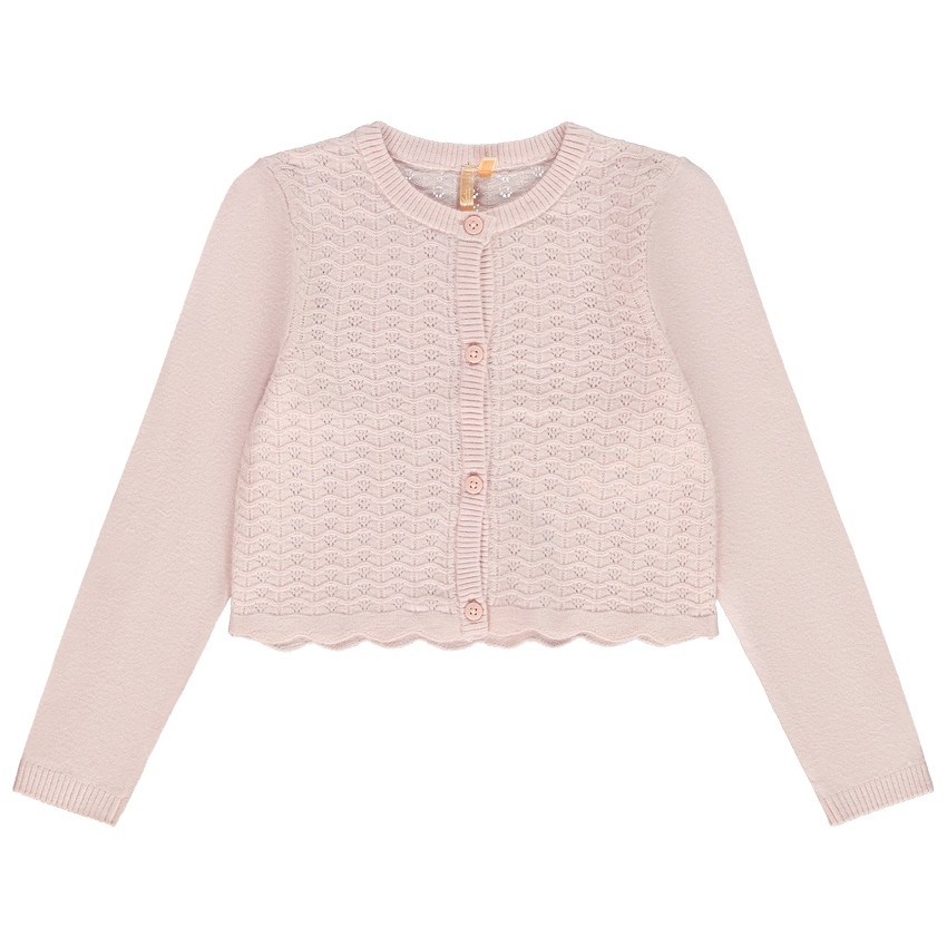 Chaleco corto de punto calado para niña 
