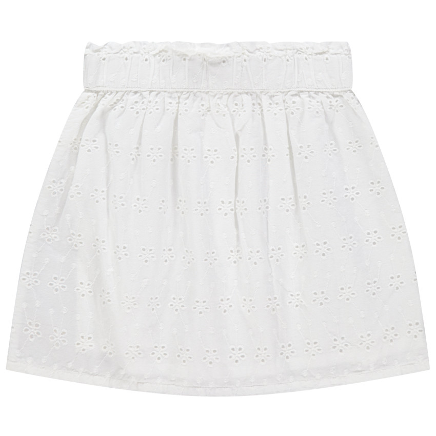 Jupe en broderie anglaise à boutons fantaisie 