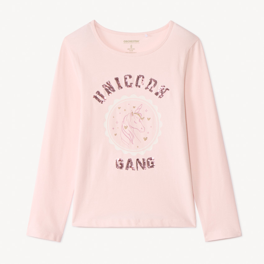 Camiseta de manga larga con lentejuelas de fantasía niña 