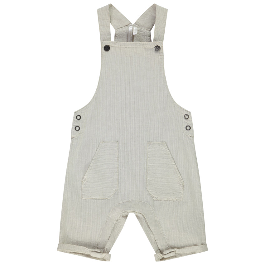 Pelele corto a rayas con bolsillos para bebé niño 