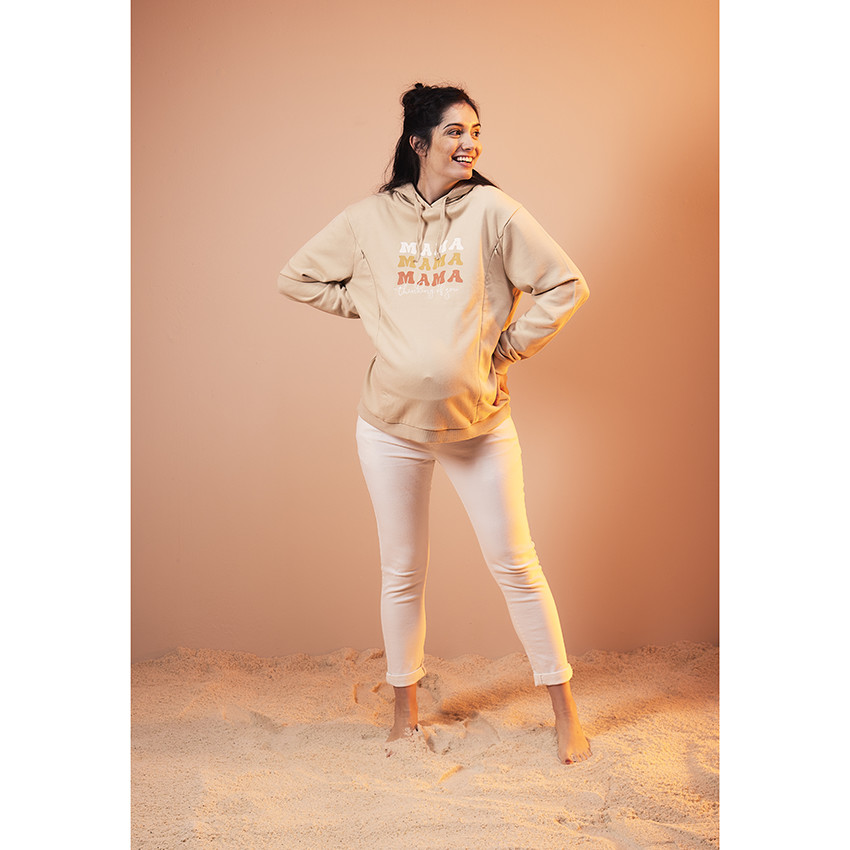 Jean boyfriend de grossesse avec bandeau court effet used 