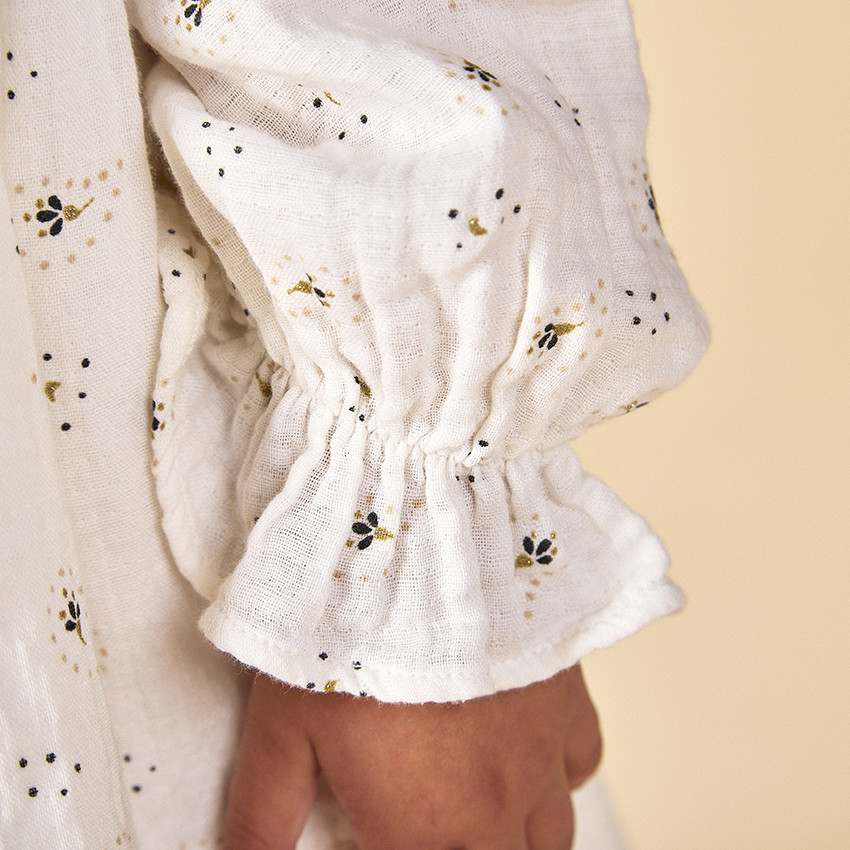 Ropa de bebé niña con mangas largas de gasa estampada 