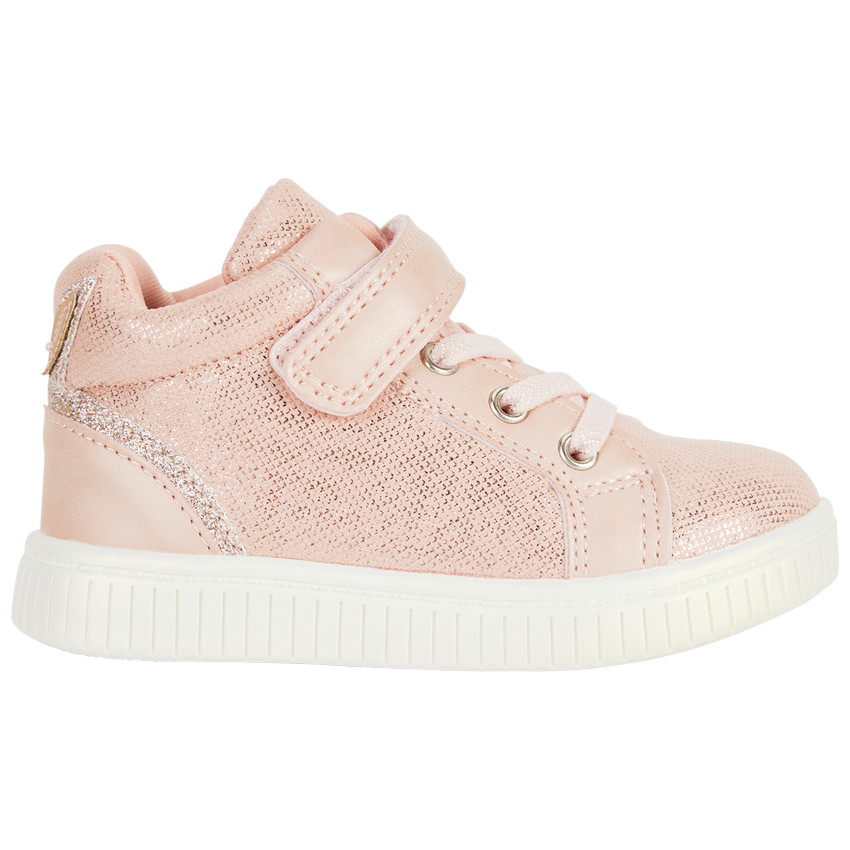 Botines iridiscentes de dos materiales para bebé niña 