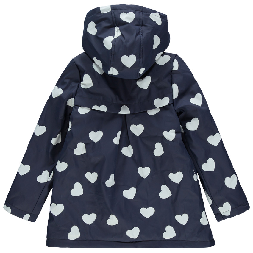 Parka de goma forro sherpa print corazones 
