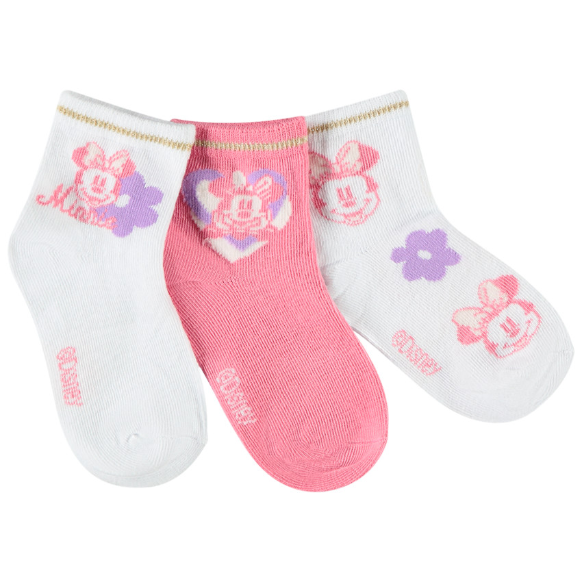 Lote de 3 pares de calcetines normales de Minnie Disney para niña 