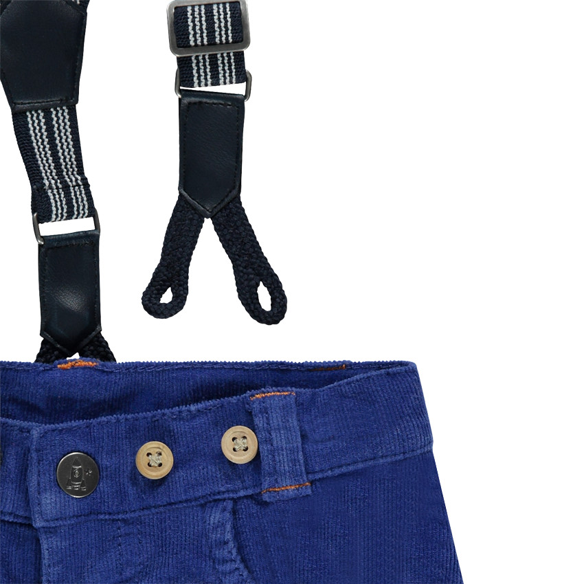 Pantalón de terciopelo azul con tirantes desmontables 