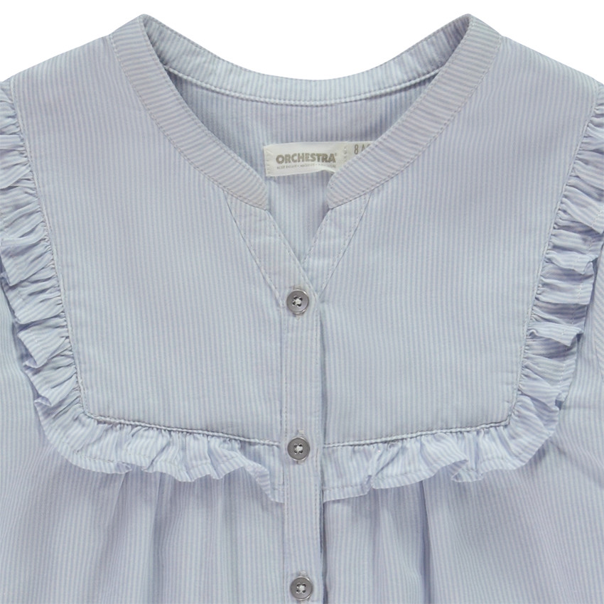Camisa de manga larga de tela con volantes para niña 