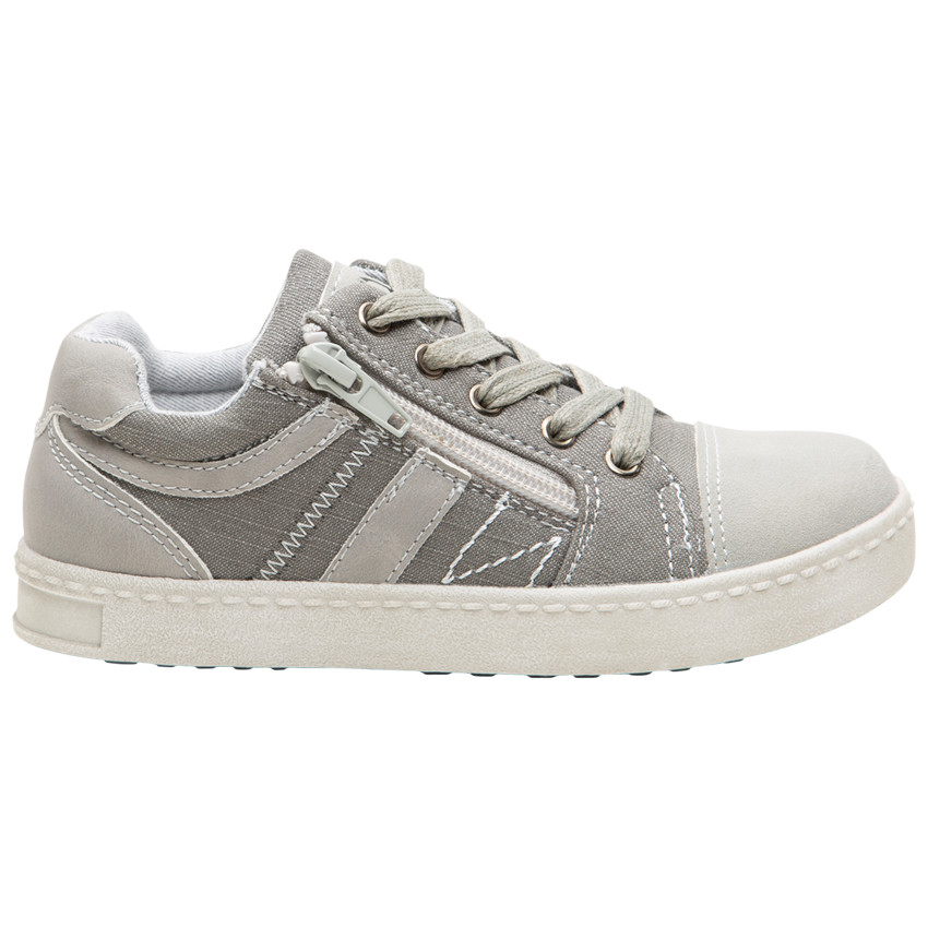 Zapatillas bajas de lona con cordones y cremallera lateral 