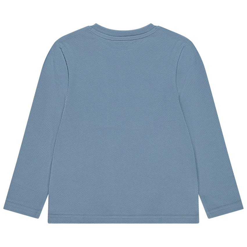 Camiseta de manga larga unicolor con cuello tunecino y bolsillo para niño 