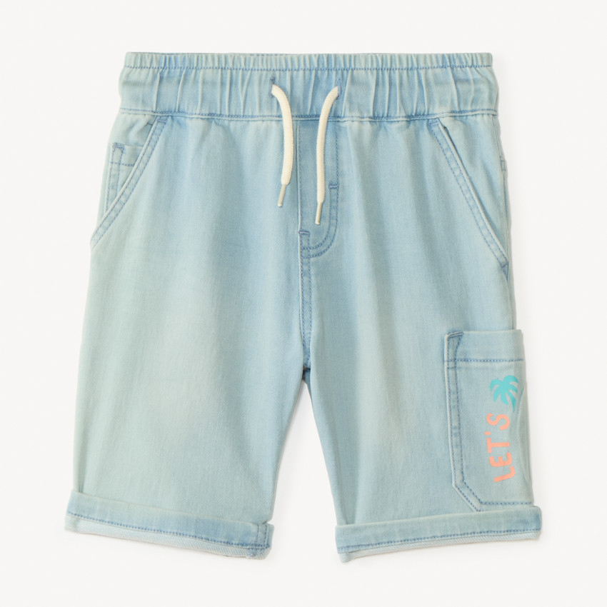 Bermuda efecto vaquero con bolsillo estampado para niño 