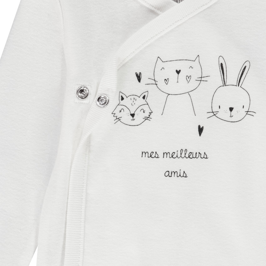 Pack de 3 bodies de manga larga para bebé con diferentes aperturas según la edad. 