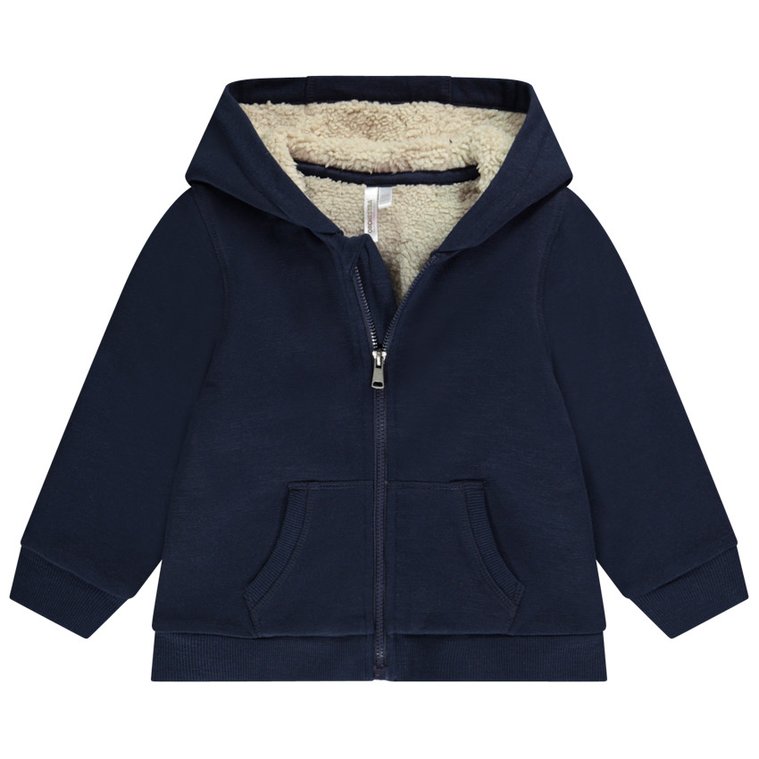 Chaleco de lana lisa con capucha y bolsillo tipo canguro para bebé niño 