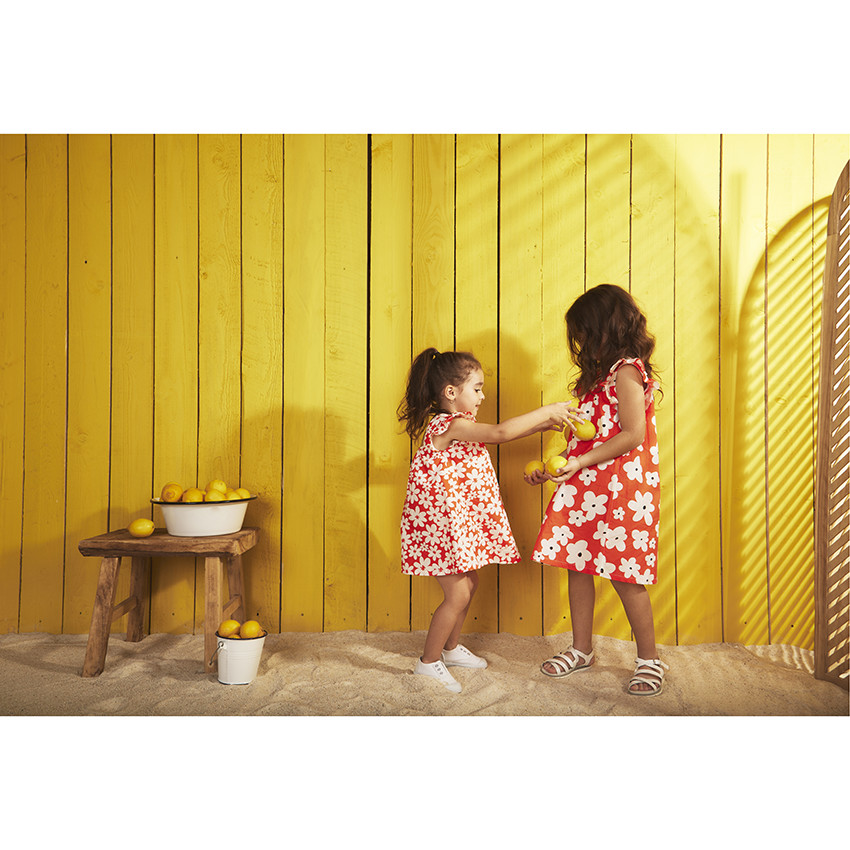 Vestido de manga corta con volantes y estampado floral para bebé niña 