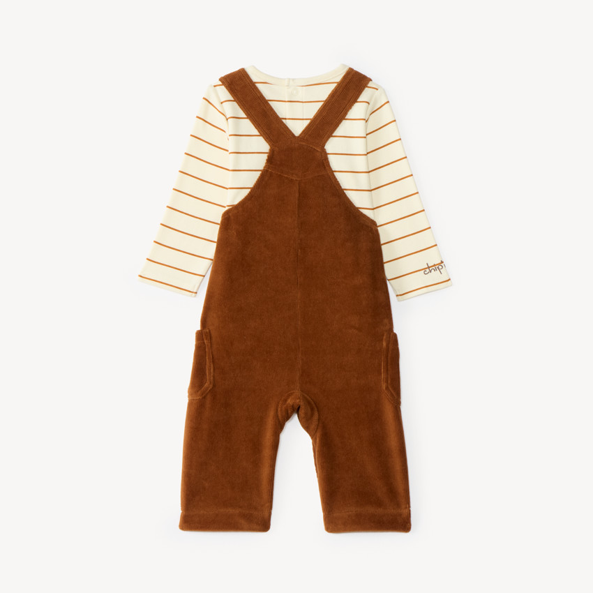 Conjunto de 2 piezas para bebé niño, camiseta y peto bordado Tic y Tac de Disney. 