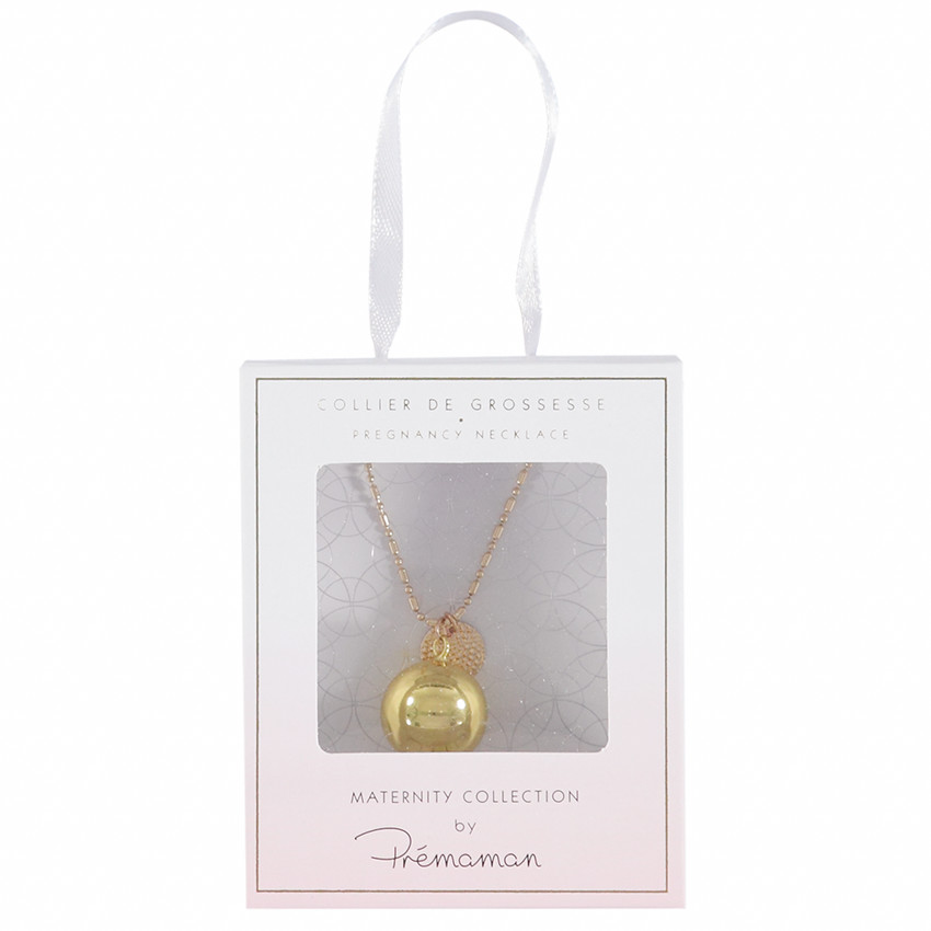 Bola de embarazo dorada con medalla texturizada 
