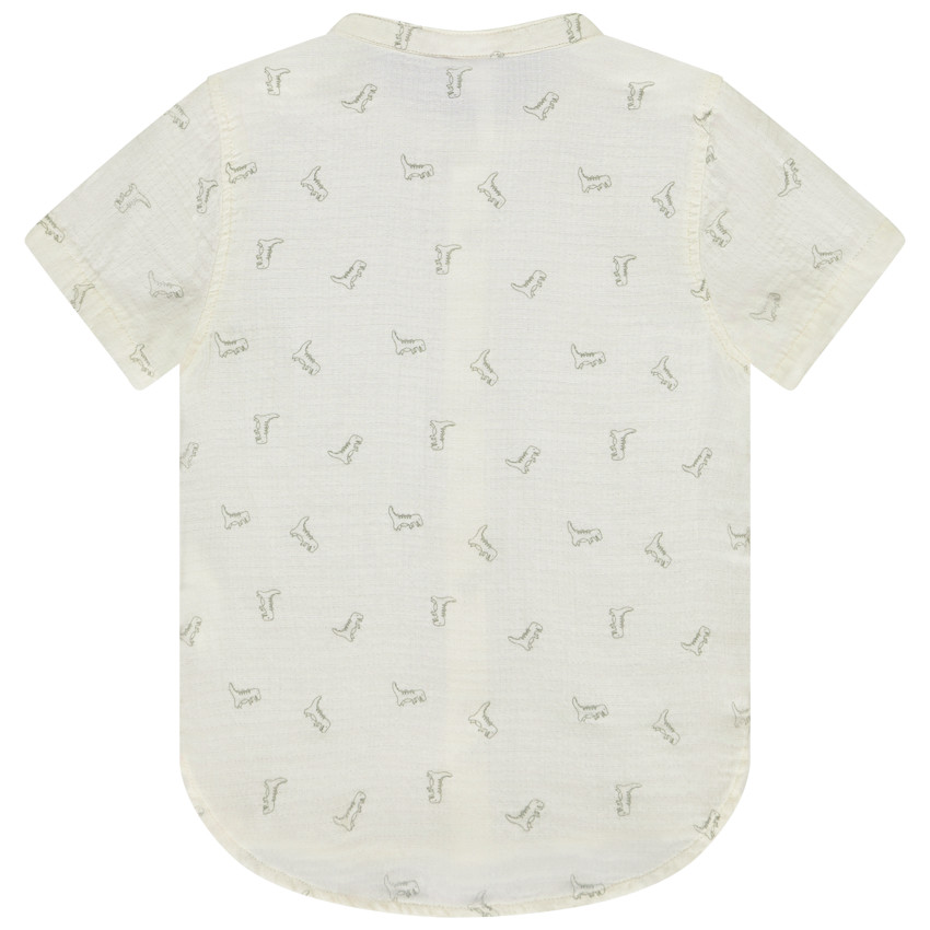 Camisa de manga corta con cuello mao y estampado de dinosaurio para bebé niño 