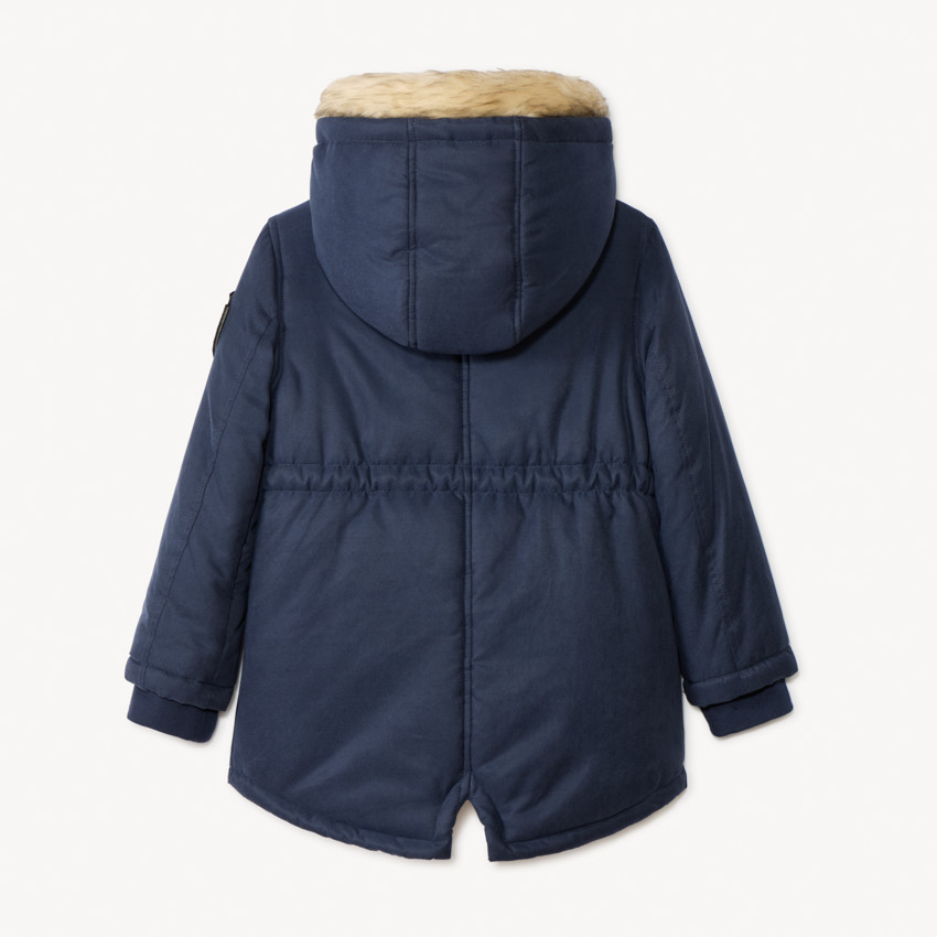 Parka impermeable con capucha y efecto pelo sintético para niña 