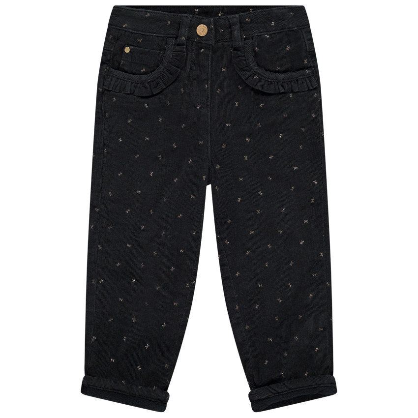 Pantalón de terciopelo mil rayas con estampado de mariposas para bebé niña 