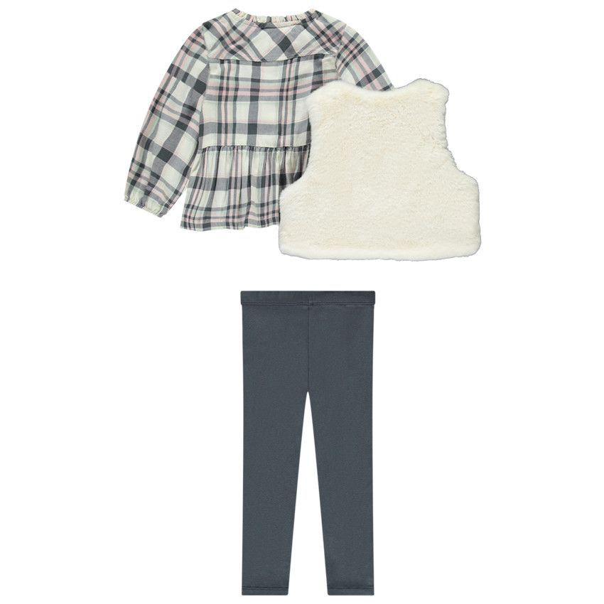 Conjunto de túnica con gilet y leggings para bebé niña 