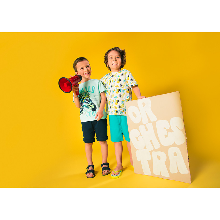 Bermuda en maille nid d'abeille uni pour garçon 