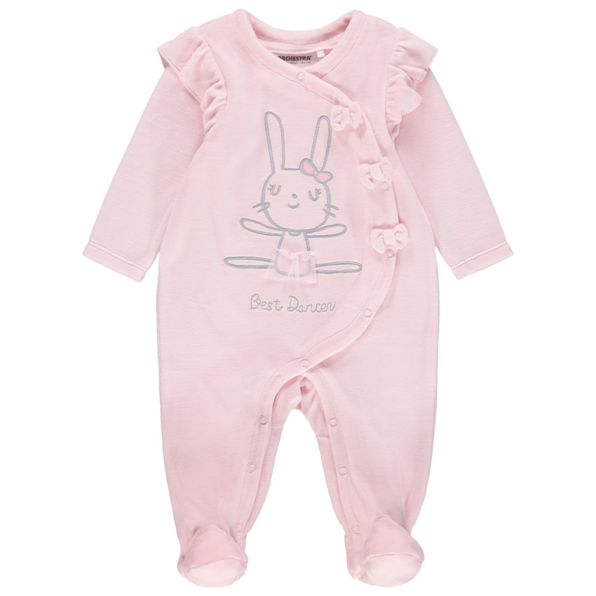 Dors-bien en velours avec lapin brodé 