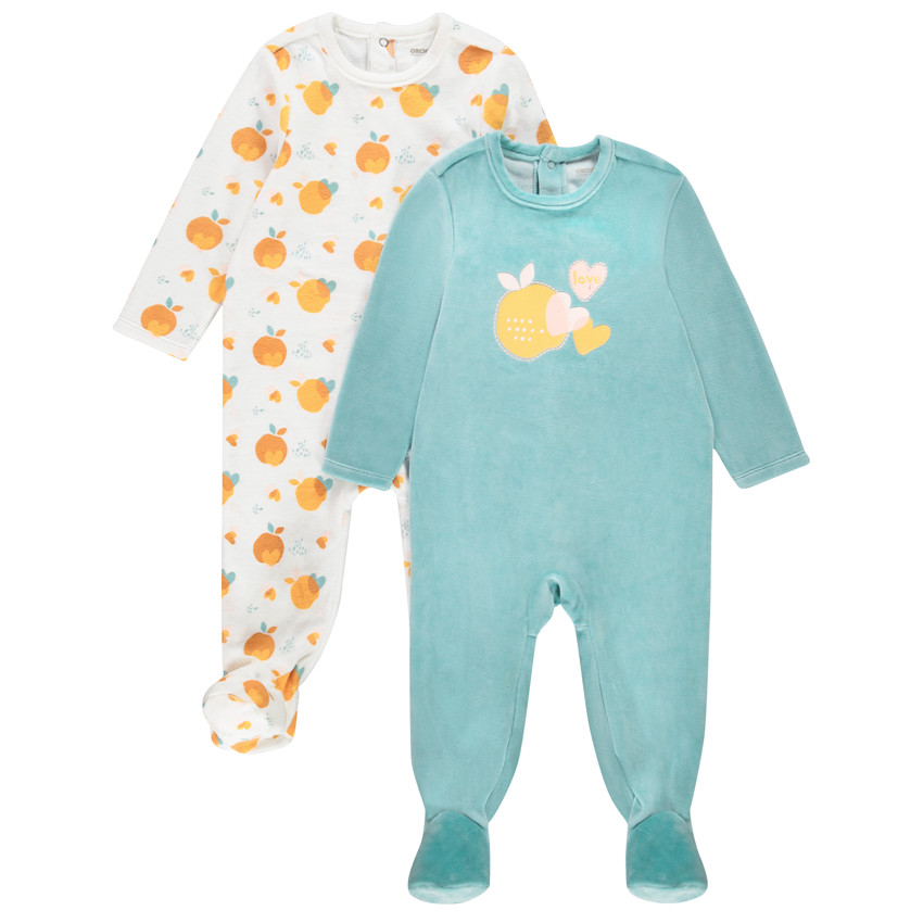 Pack de 2 peleles de terciopelo para niña 